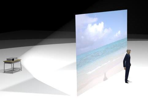rear projection screen with person in front of it